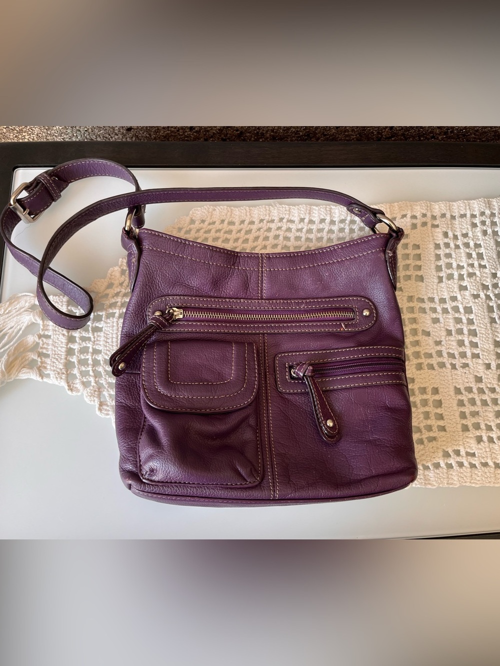 Danier Plum purple Leather Shoulder Bag